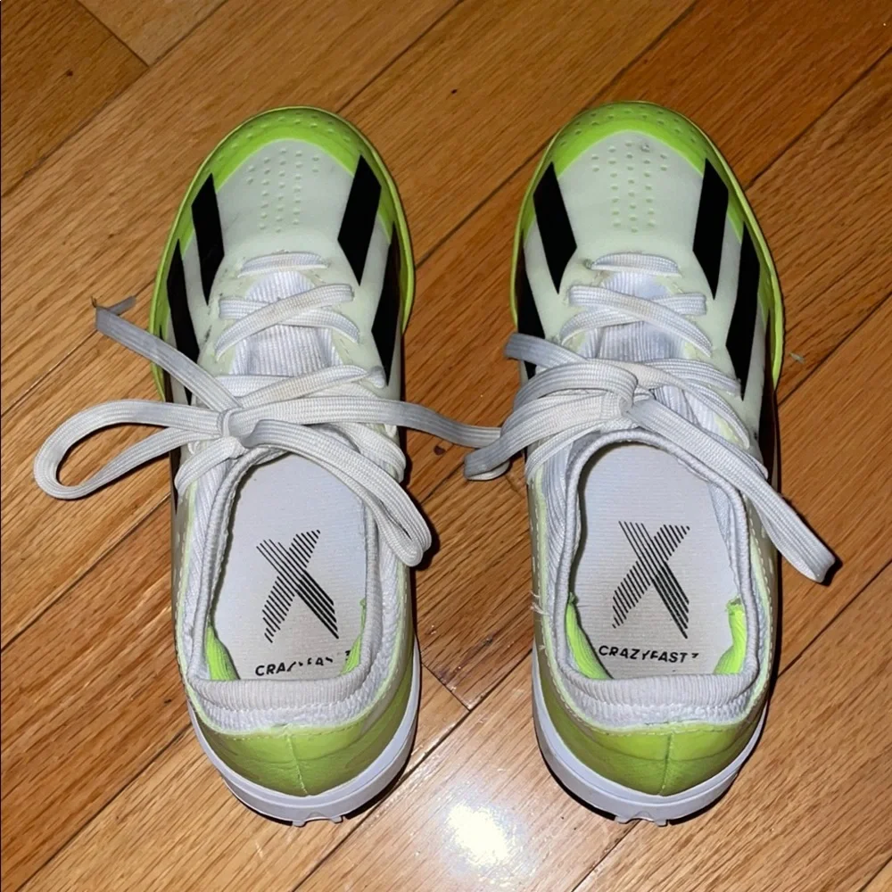 Adidas Crazyfast Kids Lime Green and Black Turf Shoes Sneakers - Picture 4 of 7
